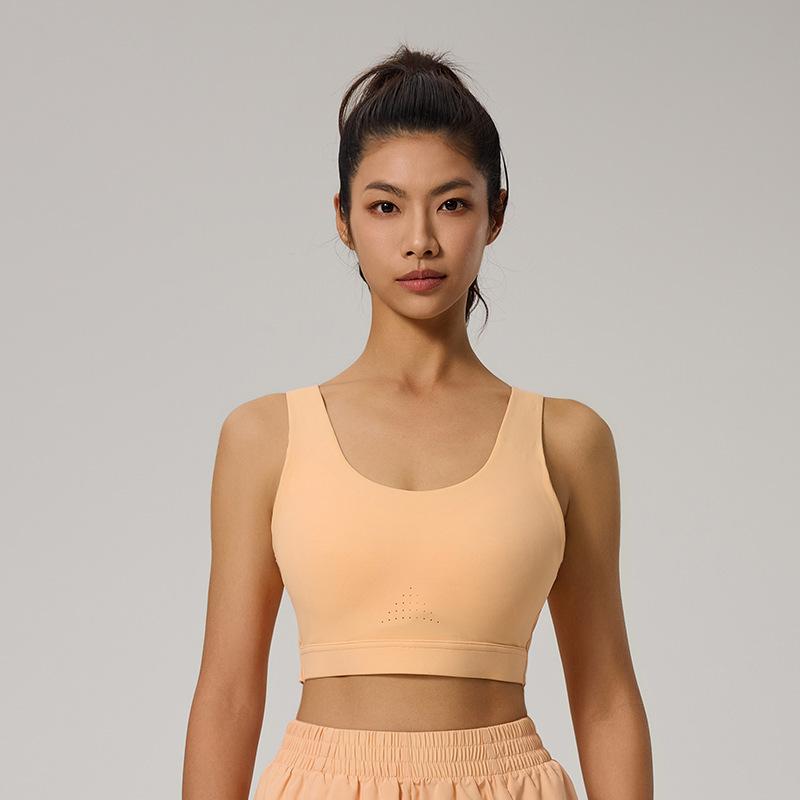 Summer nude high-intensity sports underwear integrated with chest pads gathered seamless back buckle composite yoga bra