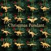 16 Miniature Golden Dinosaur Shaped Hanging Ornaments; Christmas Tree Hanging Decorations for Party Decoration DIY New Year Home