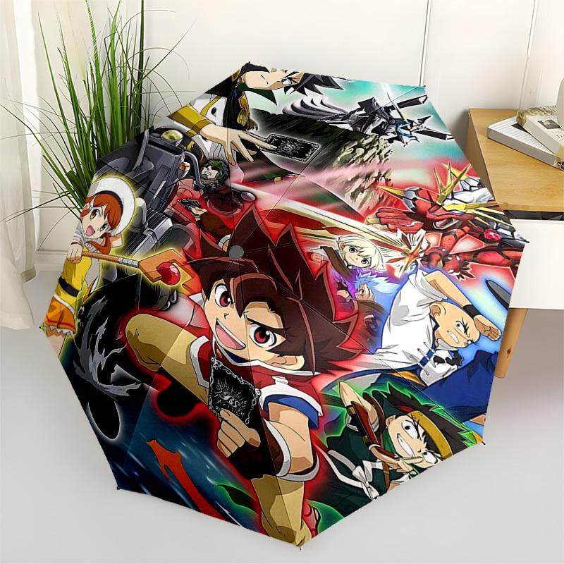 

1pc Outdoor Umbrella with Beyblade Characters - Automatic Opening/Closing, Portable Tri-Fold Design, 8-Rib Iron Frame - Perfect Gift for Fans, Tr