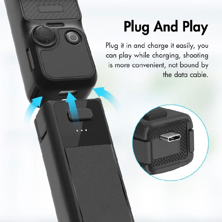 2800mAh Quick Charging Battery Handle with Type C Interfaces Battery Grip Replacement for Pocket 3