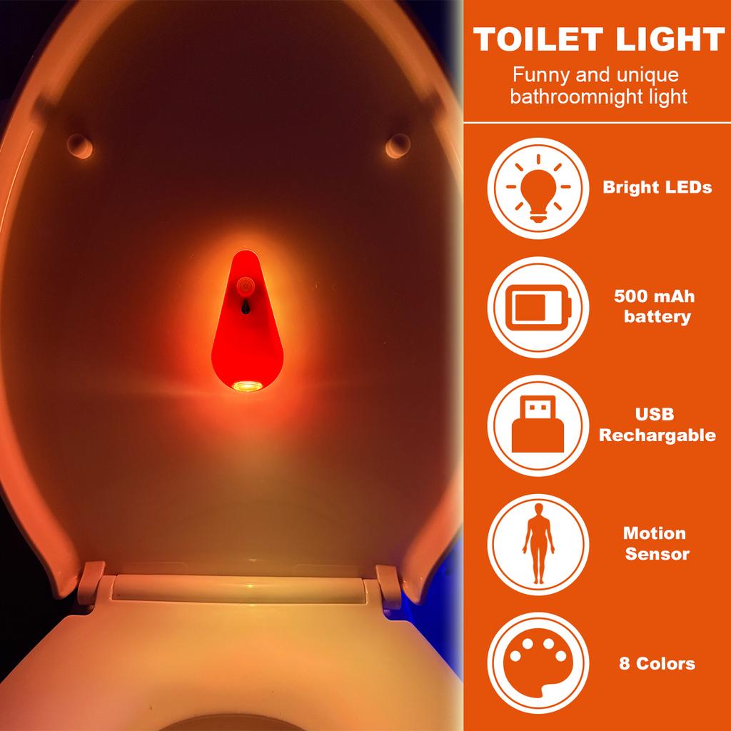 7Color RGB Toilet Night Light Motion Sensor Light Toilet Bowl Light Changing For Bathroom Decoration LED Rechargeable LED Light