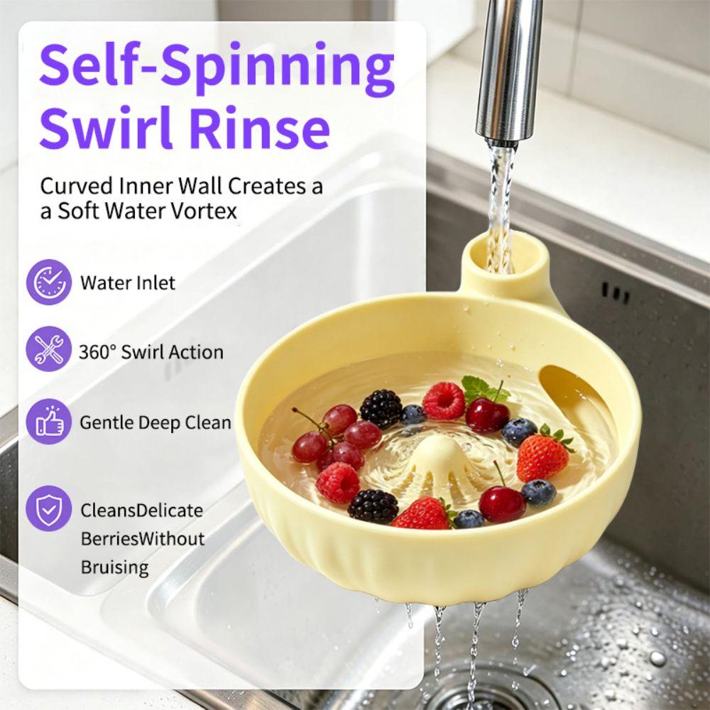 Silicone Swirling Fruit Washer Automatic Vortex Berry Rinse Basin Portable Fruit Strainer Kitchen