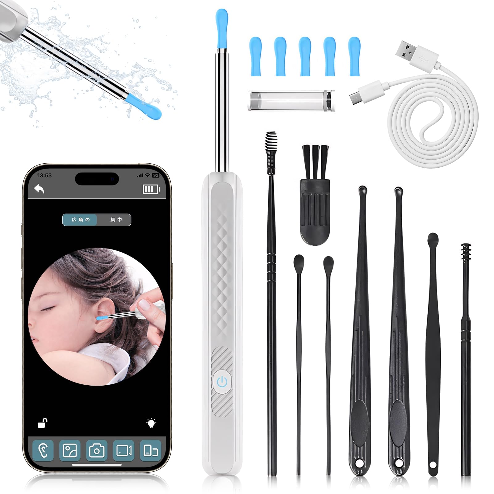 

LittleSo Камера для чистки ушей Инновационная версия 8 миллионов пикселей Светодиодная подсветка Отоскоп Ухочистка Пинцет для чистки ушей Камера в комплекте Дети белый