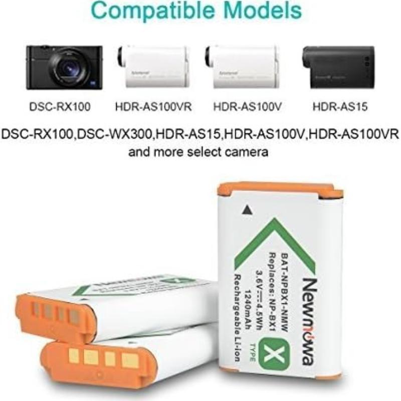 NP-BX1 Replacement Battery (3-Pack) and 3-Channel USB Charger Set for Sony NP-BX1 and Sony DSC-RX100,DSC-RX100 II,DSC-RX100M II,DSC-RX100 III,