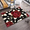 Large Red Roses Pattern Carpet with Black Background and Gold Accents Suitable for use as an anti-slip for living room bedroom sofas