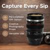1pc Camera Lens Mug Photographer Gifts Lens Coffee Cup Stainless Steel Black Camera Cup with Leakproof Kitchen Tools