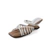 European Station 2025 Summer New High-heeled Sandals Women's Head Thin Strap Roman Sandals Women's Summer Two Shoes