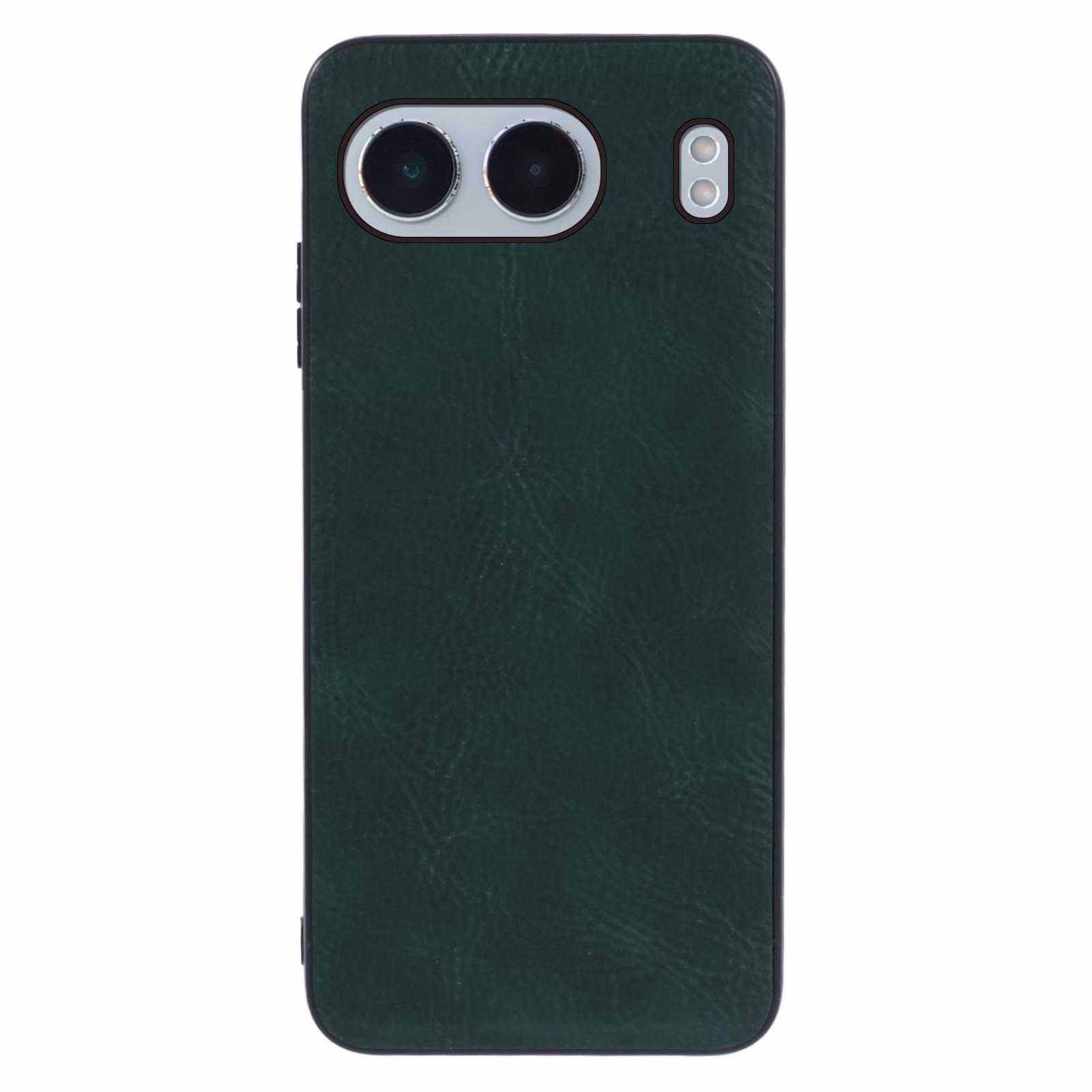 

For OnePlus Nord 4 Case Leather Coated PC+TPU Retro Phone Back Cover Green