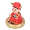 God of Wealth Figurine Solar Powered Automatic Nodding Durable Plastic Cai Shen Statue for Home Car