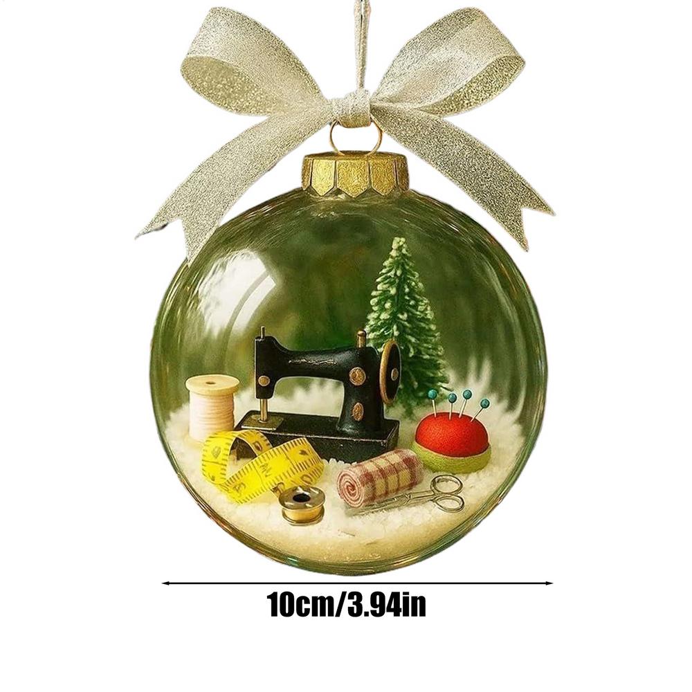 Christmas Snow Globe Tree Ornament Holiday Sewing Snow Globe Clear Ornament Hangable Christmas Ball Decoration for Office Garden