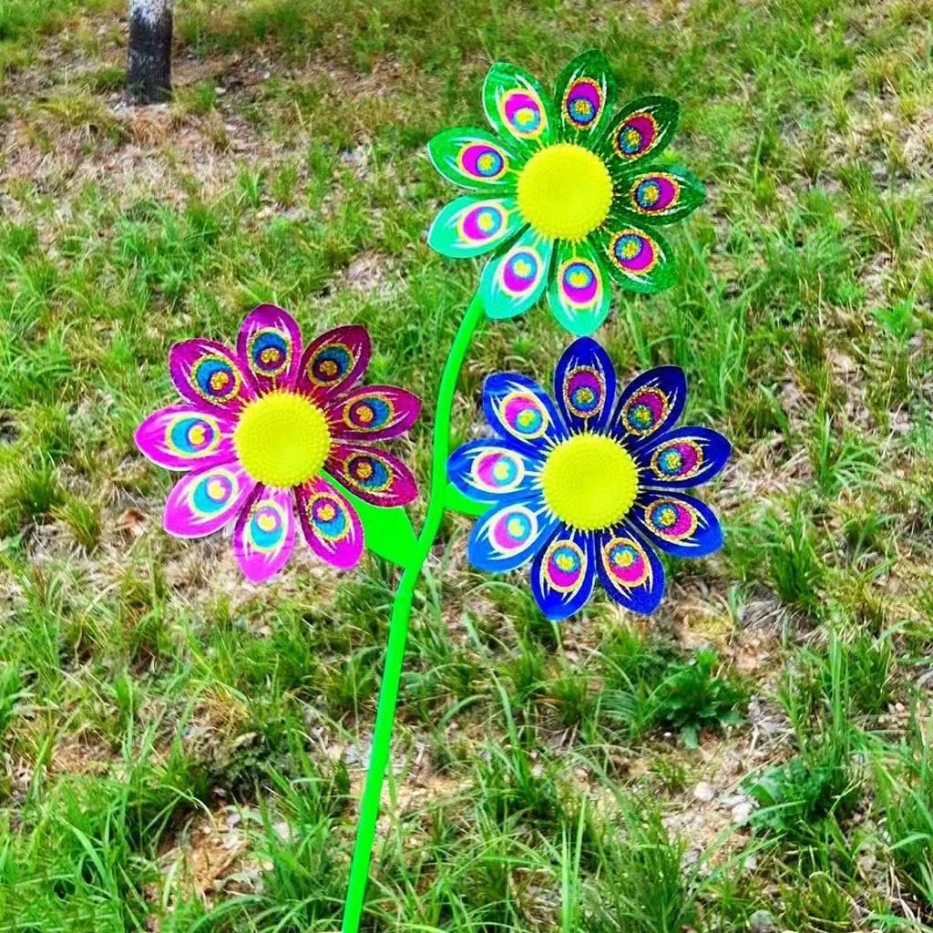 Colorful Cartoon Sunflower Pinwheel for Outdoor Spring Outings and Scenic Spots