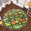 Traffic Road Kids Play Round Rug Educational Theme Children's Crawling Floormat Absorbent Anti-Slip Soft Home Decor Carpet