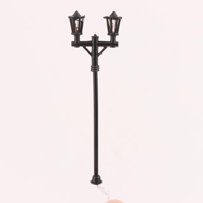 10Pcs Railway Bonsai Micro Landscape Decor For Rail And Building Layout Model Railway Lamppost Led Park Lanterns Lamps
