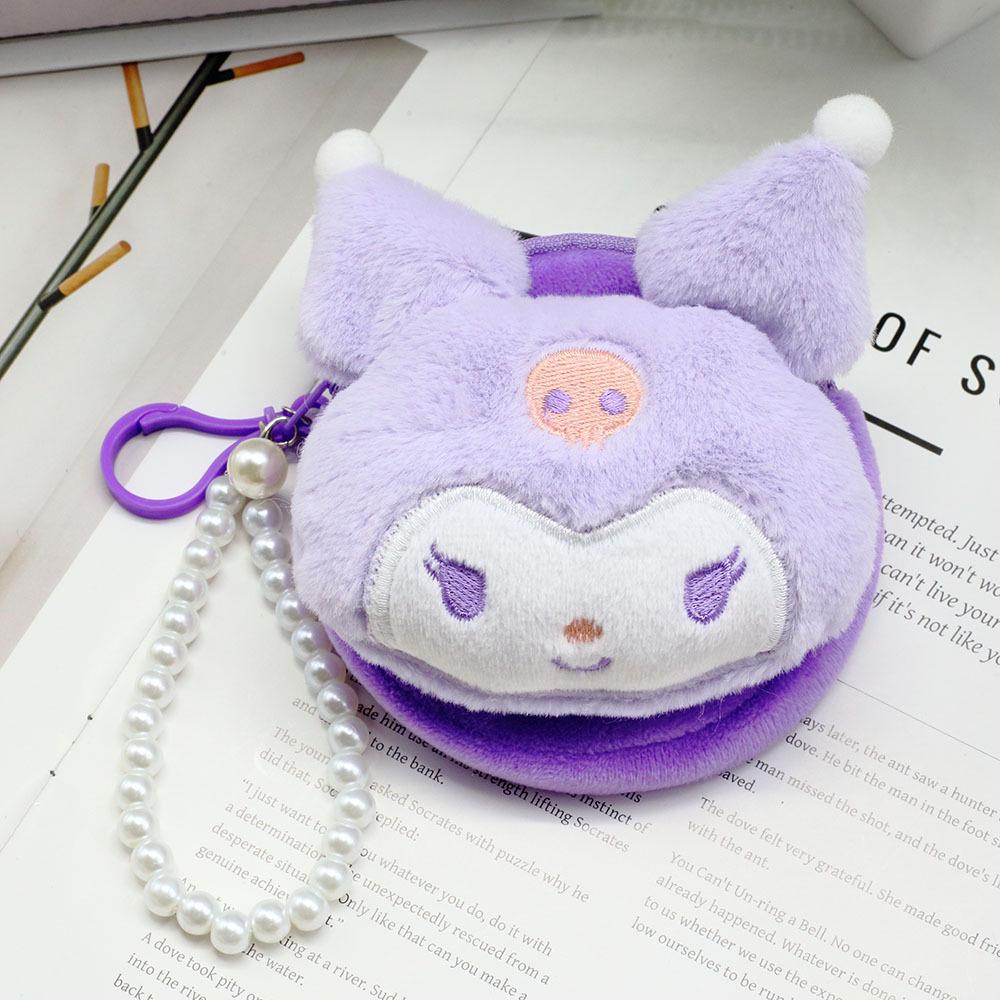 

Плюшевый мультяшный кошелек для монет в виде собаки с жемчужной цепочкой – Милый дизайн с большими ушами для хранения детских наушников и ключей 10CM Round Bag