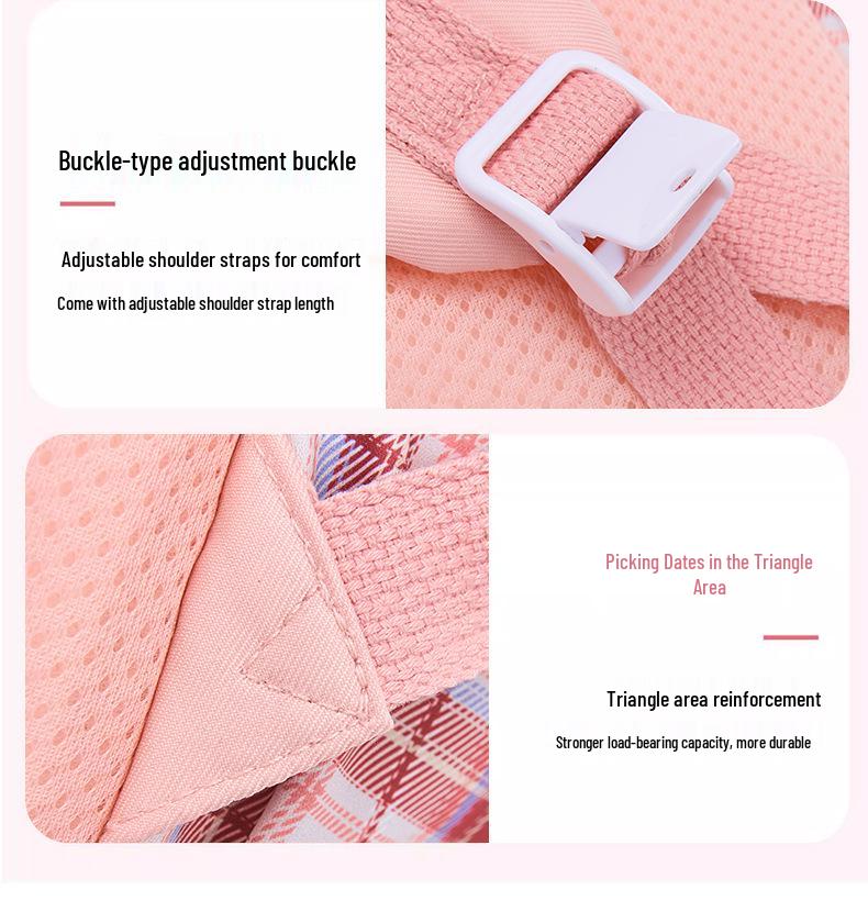 Plaid Waterproof Backpack for Girls: Lightweight, Large Capacity, Spine Protection, Perfect for Grades 1-6