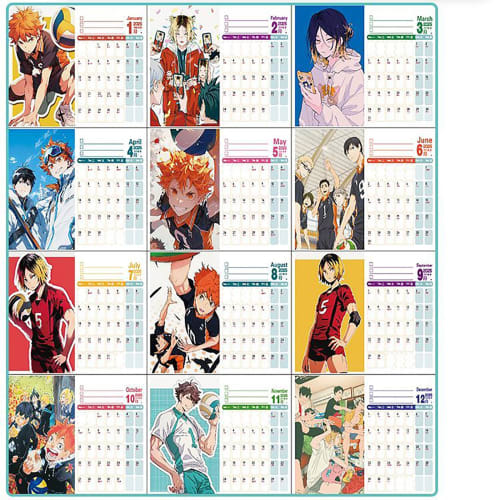 Haikyuu Calendar 2025-2026 Desk Calendar with Photo Stickers, Schedule, Simple Decor, Photo Album, Support Goods, Stationery, Office Supplies, Home Of