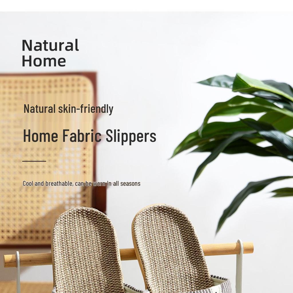 Jie Liya Linen Non-Slip Slippers - Unisex, Plus Size, Silent, Indoor/Office, All-Season