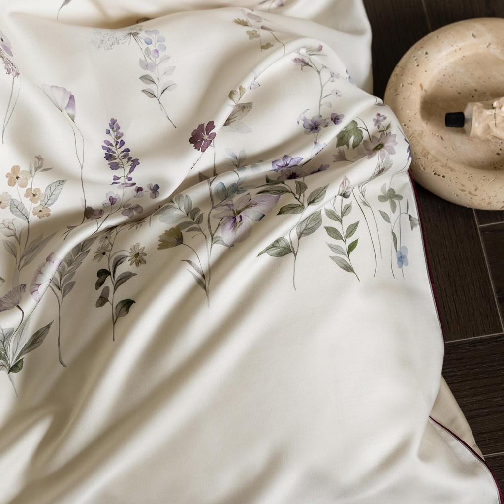 Luxury Lan Jing Tencel Cooling Four-Piece Summer Bedding Set: Silky, Machine Washable Bed Sheet & Duvet Cover for Naked Sleep.