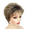 Synthetic Natural Short Hair Pixie Cut Wigs for Women Ombre Blonde Short Wig with Bangs Casual Wig Ladies Daily Costume Mother