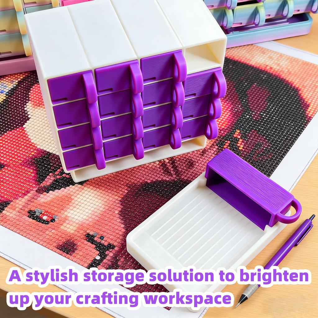 16 Grid Diamond Painting Storage Containers with Trays Drilling Disc Rack Large Capacity for DIY Crafts Rhinestones Sorting Tray