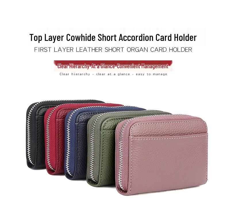 Japanese RFID Anti-Skimming Accordion Wallet: Large Capacity Genuine Leather Card Holder & Coin Purse