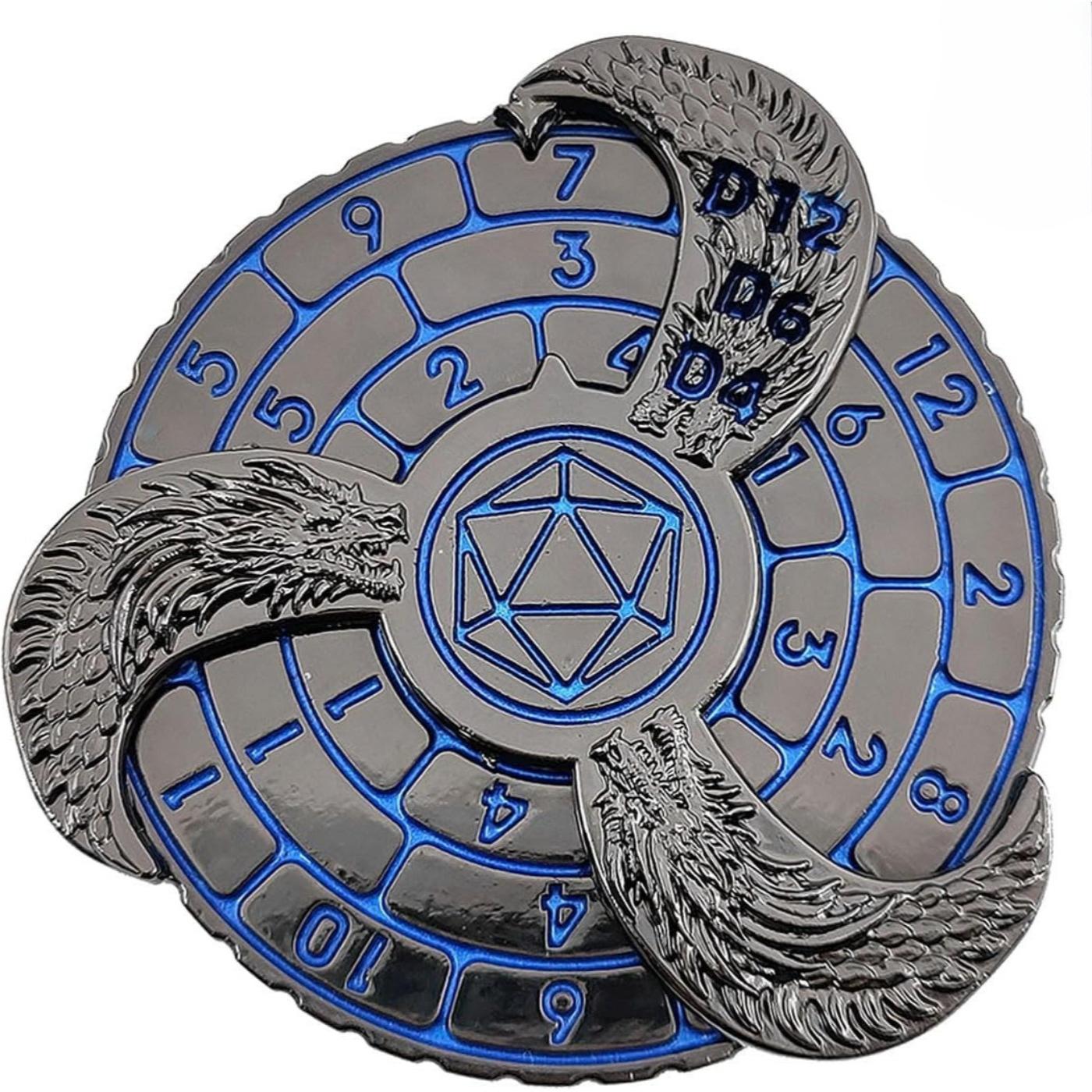 

Dungeons and Dragons Hand Dice Spinner, DND Dice Spinner, Both D&D Roulette Dice та іграшка для зняття стресу 5.8*5.8*1.4 чорний/синій