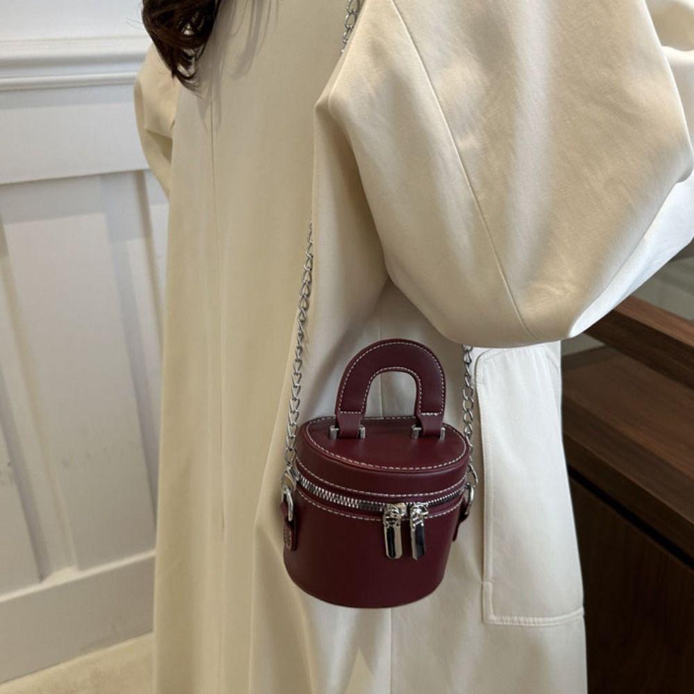 PU Leather Box Crossbody Bag Solid Color Clothes Match Bag Personality Mini Lipstick Bag Girls