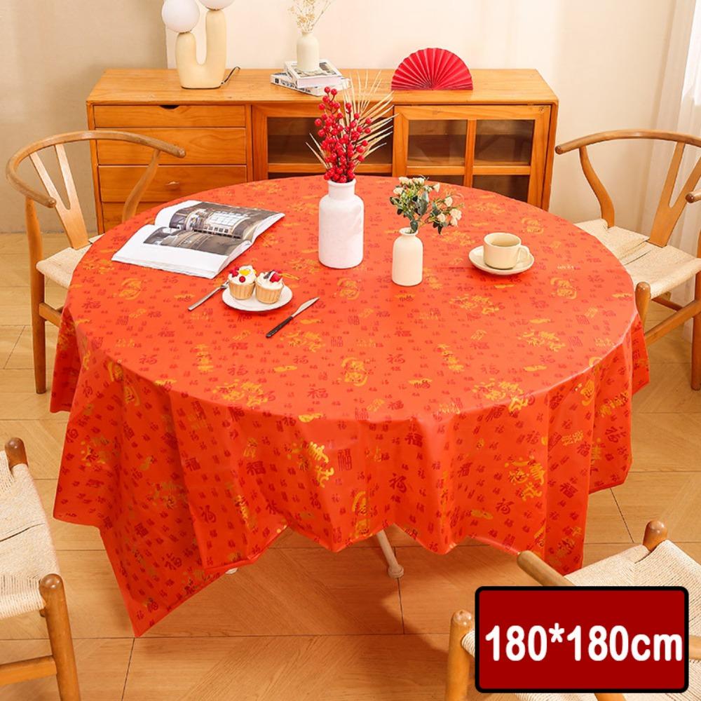 PEVA Tablecloth Thickened Table Cover Portable Red Festive Table Cloth  Home Decoration