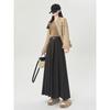 Winter Autumn High Waist Wool Pleated Skirt Women A Line Midi Skirt Solid Color Flared Skirt Slimming Long Skirt