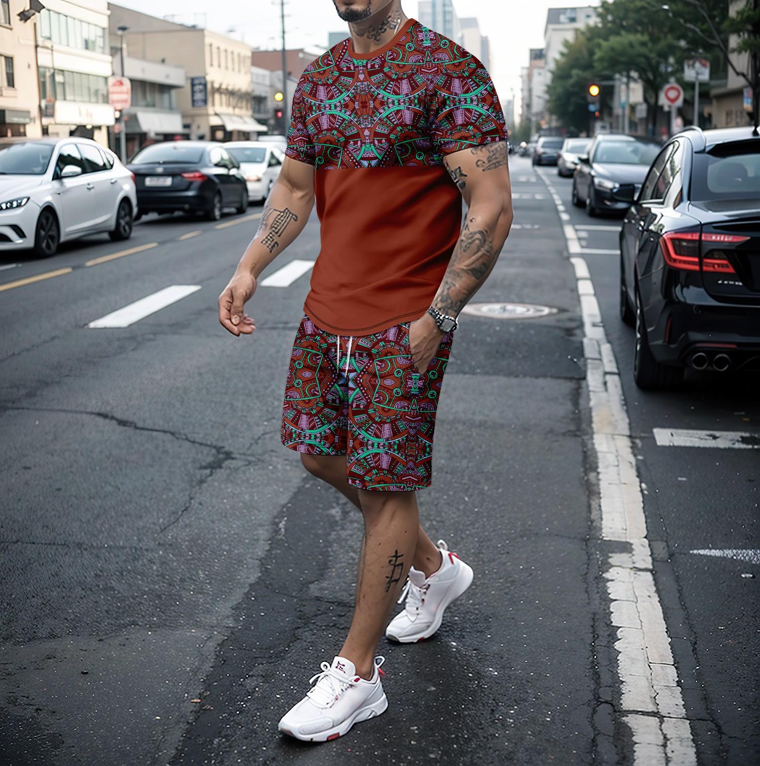 

New retro personalized jogging summer 3D casual sportswear men s suit XL