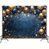 Un elegante fondo de poliéster con globos y estrellas azules y doradas, decoración multifuncional para la boda