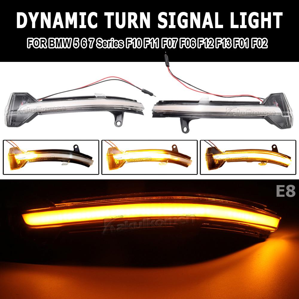 2pcs LED Dynamic Turn Signal Blinker Side Rear-View Mirror Indicator Light For BMW 5 6 7 Series F10 F11 F07 F06 F12 F13 F01 F02