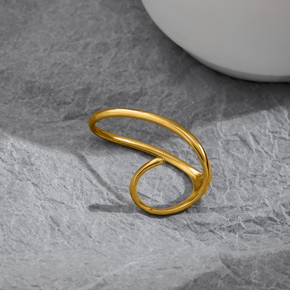 Fashion European And American Personality Irregular Geometric Hollow Out Ring Hip Hop Metal Texture Opening Adjustable Ring
