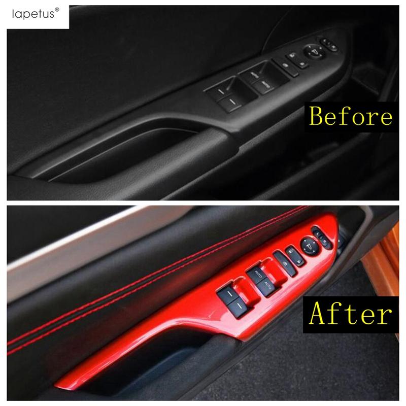 Inner Door Armrest Window Lift Button Control Panel Decoration Cover Trim ABS Interior Accessories For Honda Civic 2016 -
