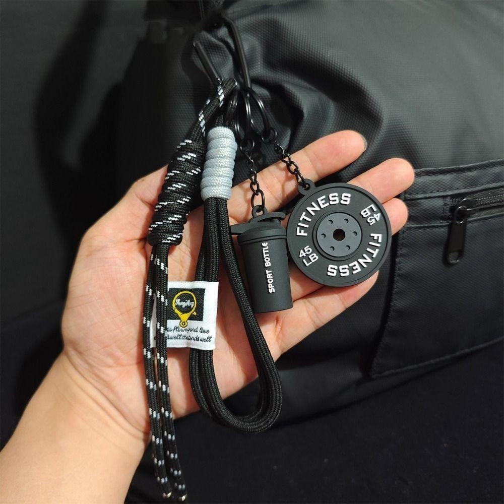 Barbell Plates Big Dumbbells Keychain D-shaped Buckle Fitness Series Pendant  Bodybuilder