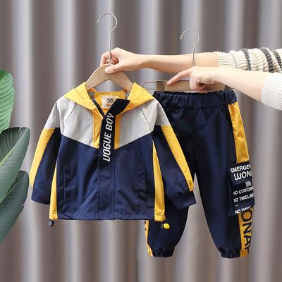 Children's Autumn Boy Coat Handsome Middle and Big Boys Sportswear Coat Pants Two Piece Set