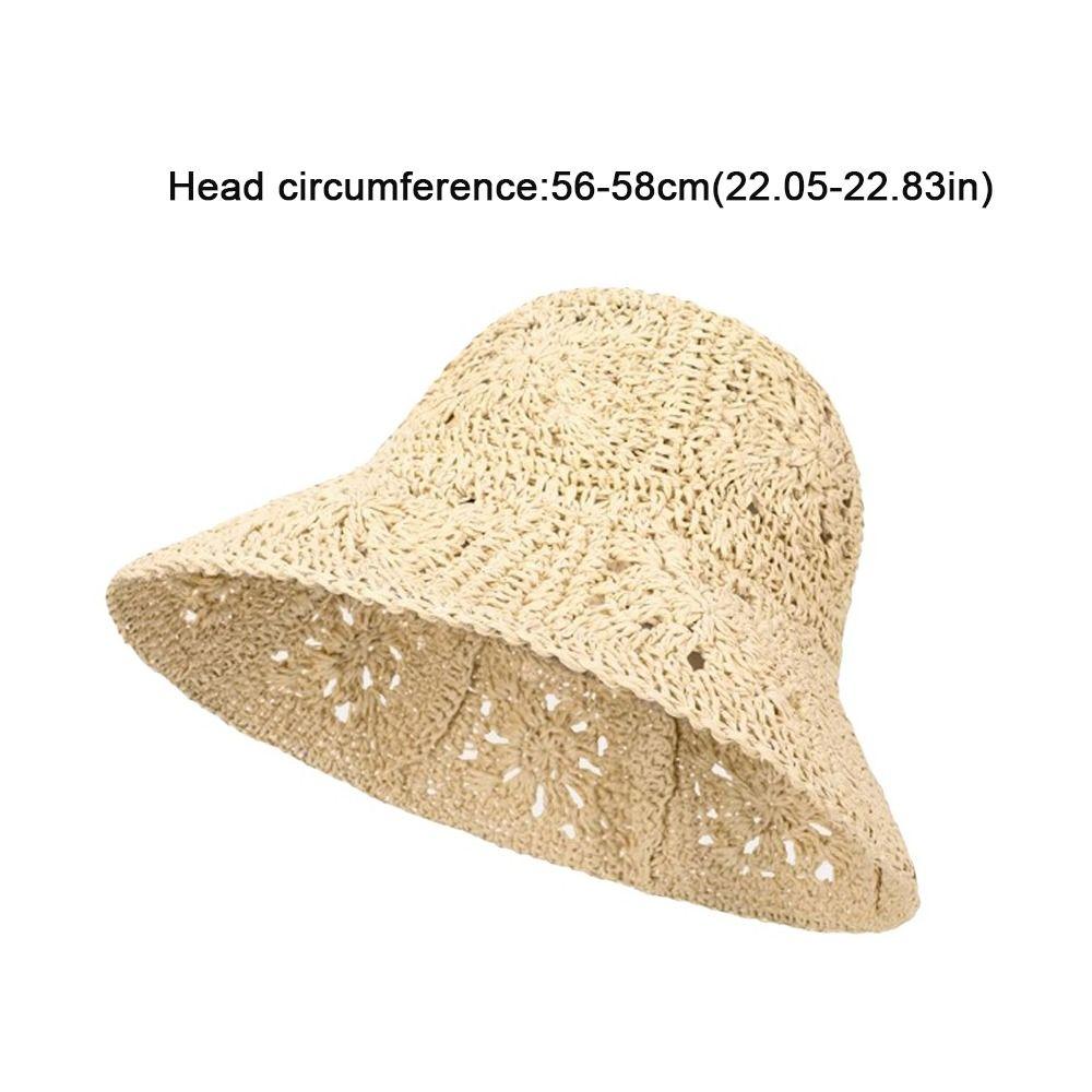 British Style UV Protection Sunscreen Straw Hats Breathable Foldable Bucket Cap Lightweight Beach Hats Vacation Accessory