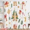 2pcs,2D Plane Printing Curtains Roller Blinds Christmas Tree Gifts Gingerbread Candy 100% Polyester (without Rod) Home Decor for