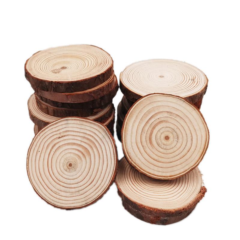 Unfinished Wood Slices Discs Cutouts with Tree Bark for Art Paint DIY Craft Coaster Christmas Hanging Ornament Wedding Decor