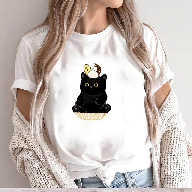 Women's Fashionable T-shirt, Cute Summer Prints, Short-sleeve Trendy Daily Wear.