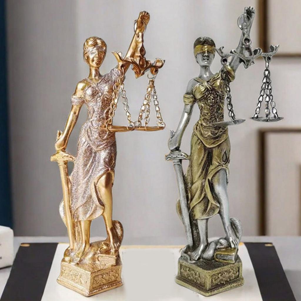 Blind Law Goddess Statue Resins Lady Justice Sculpture with Scale Greek Roman Fairness Figurine Ornament Gift for Lawyer