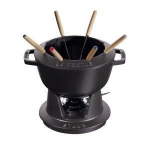Fondue Set - STAUB - 20 Cm - Cast Iron - Black - For Adults