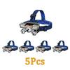 5 LED Headlamp Ultra Bright Headlight 4 Modes USB Rechargeable Waterproof for Outdoor Camping Hiking Fishing Cycling Running