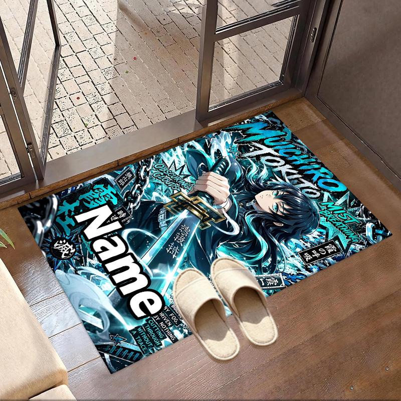 Benutzerdefinierter Name Personalisierter Demon Slayer Druck Teppich, Vielseitiger Heimdekor Teppich, für Spielzimmer, Wohnung, Balkon, Eingangsbereich, Flur Geschenk