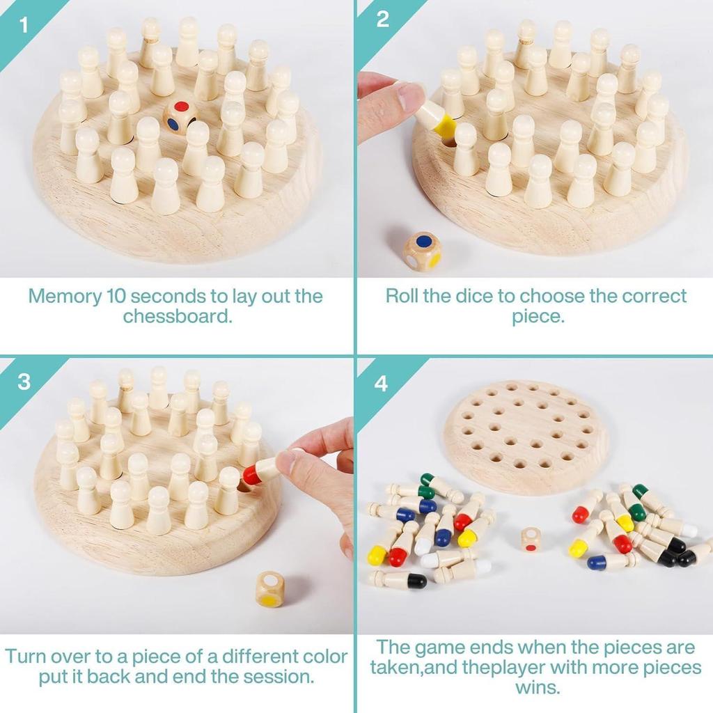 Educational Learning Geometric Shape Memory Chess Puzzle | Quick Color, Shape Matching Board Game | Sensory Educational Learning Toy for Kids