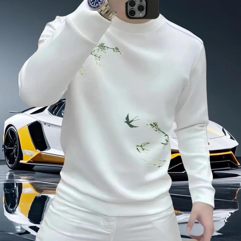Men's Autumn/Winter Retro Print Chinese Style Crew Neck Hoodie - Trendy, Fashionable, High Quality, Long Sleeve Top
