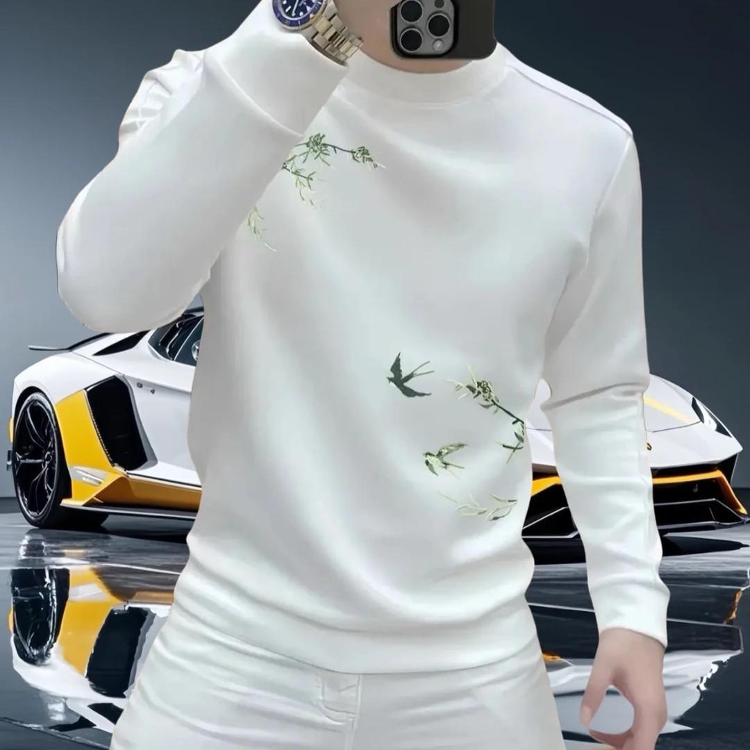 

Men s Autumn/Winter Retro Print Chinese Style Crew Neck Hoodie - Trendy, Fashionable, High Quality, Long Sleeve Top 3XL