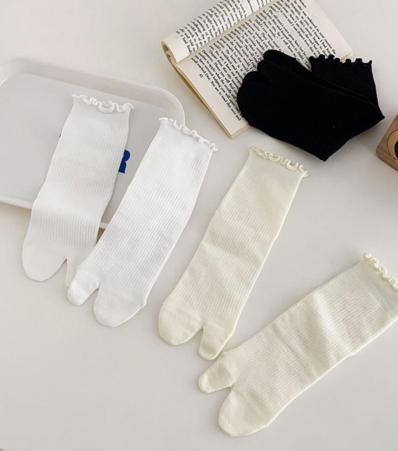 Casual Dames Katoenen Twee-Teens Middelhoge Sokken Teen Sokken Zomer Elastische Gespleten Teen Sokken Slippers Sandalen Twee Teen Sokken