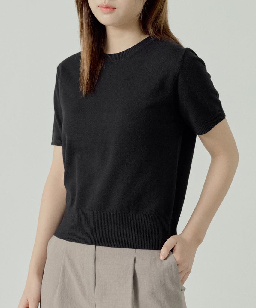 210EDIT Women'S Mild Short Sleeve Inner Set Cardigan [Black]_Zg1Sw570