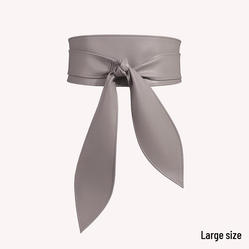 Women's Elegant Wide Waist Belt with Soft Bow Ribbon - Extra Long and Versatile
